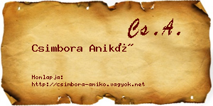 Csimbora Anikó névjegykártya
